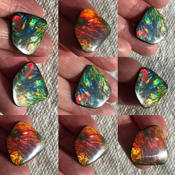 【Reserved】 22x21.5 x2㎜  - IMP-74 RARE  Natural Ammolite Double-Sided Rainbow Beauty! 両面！ナチュラル レアルース アンモライト